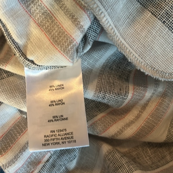 Jones New York Striped Metal Button-Up Linen Rayon Jacket SZ L - Picture 6 of 7